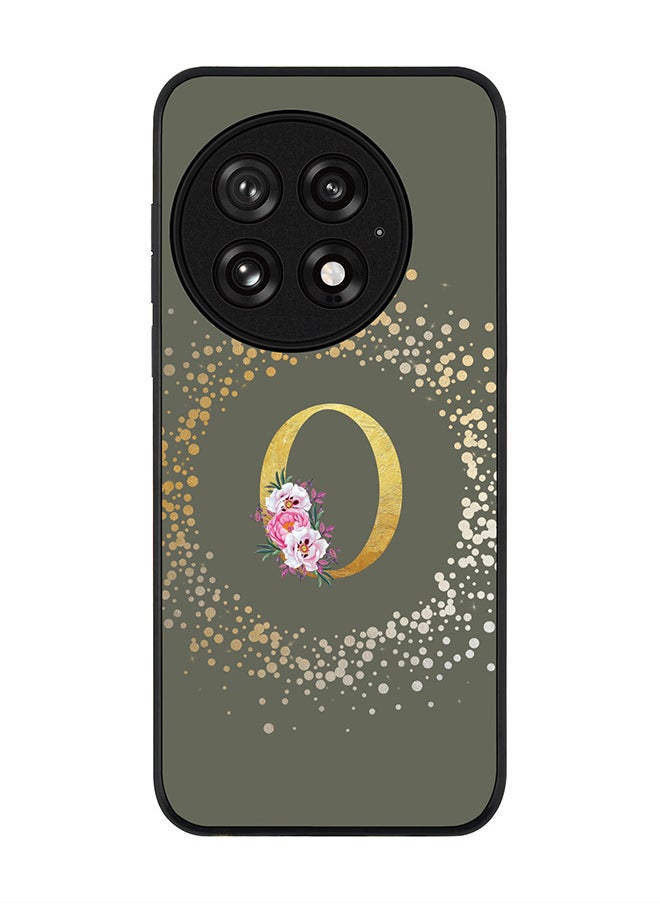 Stylizedd For OnePlus 13 5G Case,Slim fit Camera Protection, Shockproof Thin Phone cover  - Custom Monogram Floral - O  (Olive Green )  - Image 1