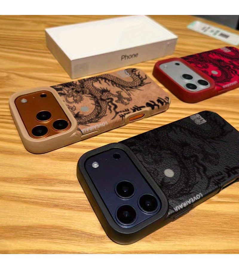 High End Faux Leather Phone Case Red Shock Protection Compatible with Iphone 17 Air - Image 2