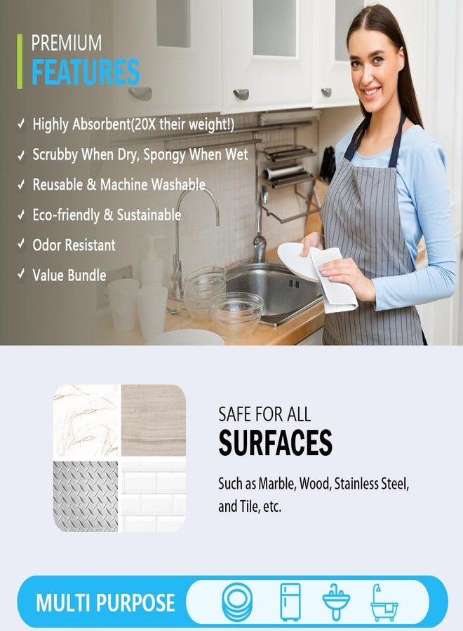 AIDEA Swedish Dishcloths for Kitchen, 10PK, White, Absorbent Sponge Dish Cloth, Dishcloths for Washing Dishes, Reusable Paper Towels Dish Cloths, Swedish Towels for Home, Kitchen, Glass, 7" x 6" - Image 2