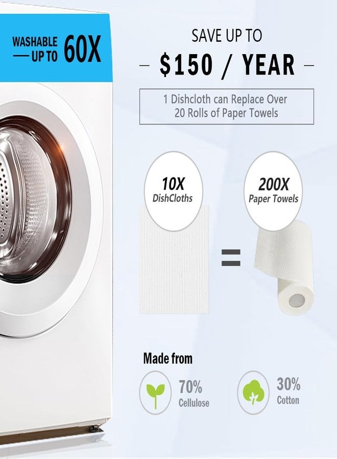 AIDEA Swedish Dishcloths for Kitchen, 10PK, White, Absorbent Sponge Dish Cloth, Dishcloths for Washing Dishes, Reusable Paper Towels Dish Cloths, Swedish Towels for Home, Kitchen, Glass, 7" x 6" - Image 4