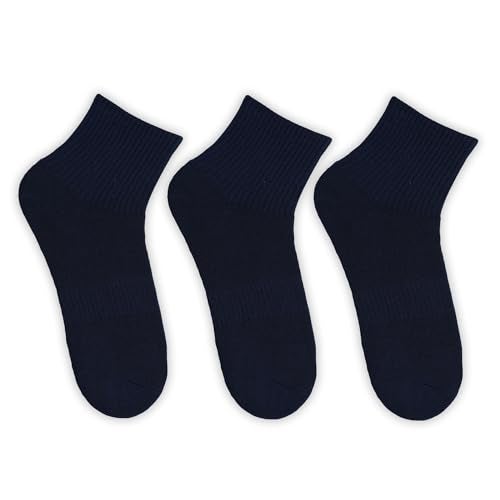 BALENZIA SocksXpress Men's Cotton and Spandex Solid Colored Cushioned High Ankle Sports/Gym Socks (Free Size) Pack of 3 (Navy) - Image 1