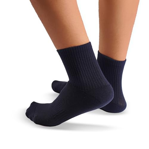BALENZIA SocksXpress Men's Cotton and Spandex Solid Colored Cushioned High Ankle Sports/Gym Socks (Free Size) Pack of 3 (Navy) - Image 3