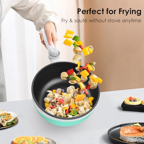 Audecook Hot Pot Electric, 1.7L Mini Electric Skillet Portable Nonstick Sauté Pan with Power Adjustment,Ramen Cooker Travel Multicooker for Steak/Soup/Egg/Oatmeal/Noodles - Image 2