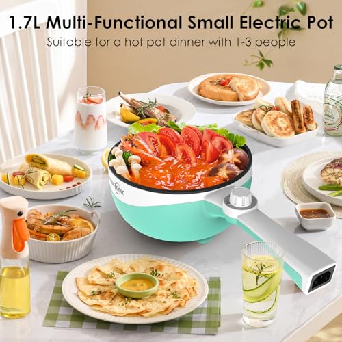 Audecook Hot Pot Electric, 1.7L Mini Electric Skillet Portable Nonstick Sauté Pan with Power Adjustment,Ramen Cooker Travel Multicooker for Steak/Soup/Egg/Oatmeal/Noodles - Image 4