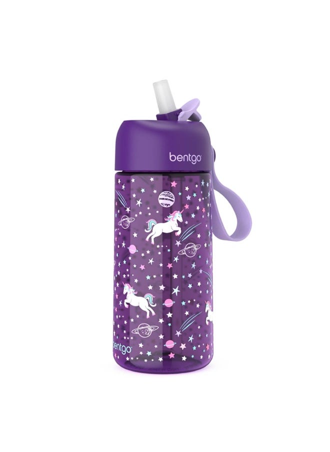 Bentgo Kids Water Bottle New And Improved 2023 Leak Proof, Bpa - Free 15 Oz. Cup For Toddlers And Children Flip Up Safe Sip Straw For School, Sports, Daycare, Camp And More (Unicorn)  - Image 1