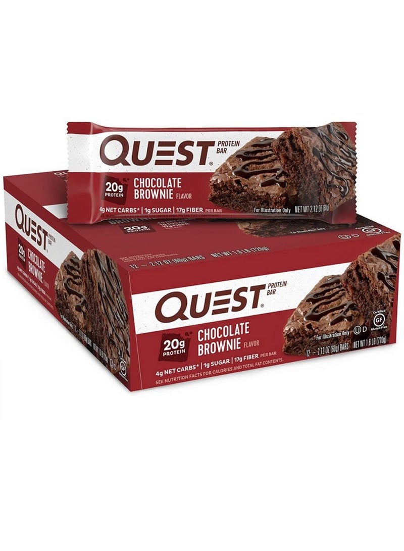 كويست بروتين بار شوكولاتة براوني 60 جرام عبوة من 12 قطعة - Image 2