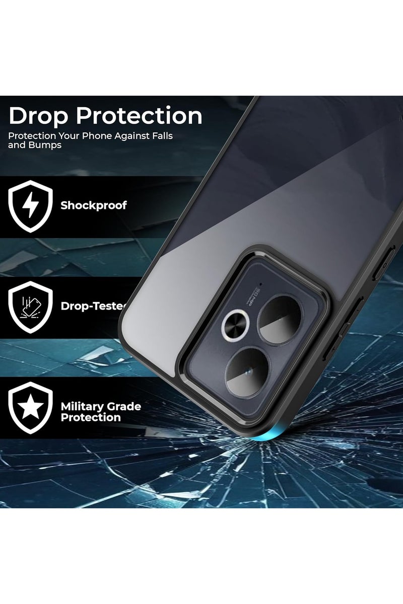 Case Cover Shockproof Hard PC Back Soft TPU Frame Anti-yellowing Slim Protective Cover Compatible with Realme 14T/Realme 14 5G (Clear) - Image 4