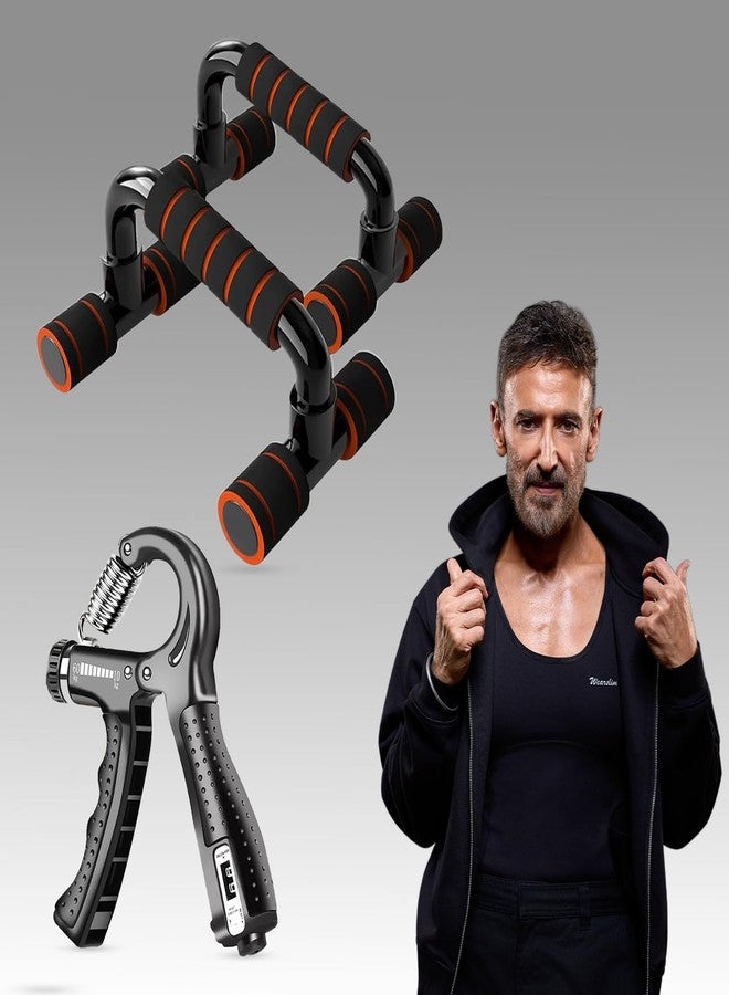 Wearslim Professional Hand Gripper with Counter & Push Up Stand Bar Combo | Forearm Strengthener, Grip Strengthener with Dips Stand for Calisthenics | Home Gym Workout Equipment for Men & Women - Image 1