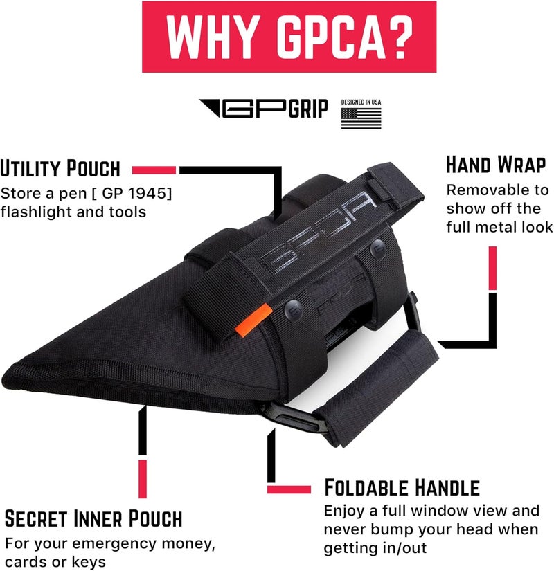 GPCA Metal Grab Handles for Jeep Wrangler 4xe, JL, JT, JK, Sport, Sahara, Rubicon and Gladiator 4DR/2DR 2007-2023 GP Grip PRO, Foldable Patented, 2 Packs, Jet Black - Image 3