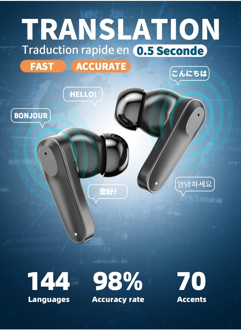 NajmStyle Audifonos Traductores - Translation Earbuds Audífonos Traductores en Tiempo Real with 144 Languages & Accents Online, Translator Earbuds with APP Support Music and Calling  - Image 3