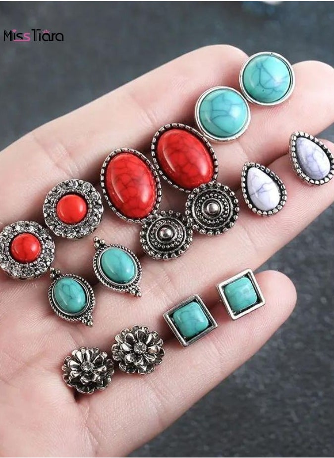 MissTiara 12 Pairs Earrings for Women Hypoallergenic Fashion Earrings for Girls Flower Pearl Earring For Girls And Women  - Image 4