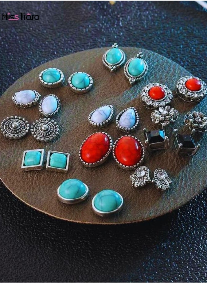 MissTiara 12 Pairs Earrings for Women Hypoallergenic Fashion Earrings for Girls Flower Pearl Earring For Girls And Women  - Image 2