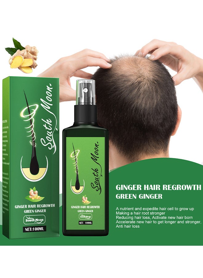 SOUTH MOON - Green Ginger Hair Regrowth Spray, Hair Nourishing Growth Spray, Moisturizing Fast Growth Anti-Defixation Spray Growth Solution, Organic Growth Plus Nourishing Ginger Spray For Men And Women, 100ML - Image 1