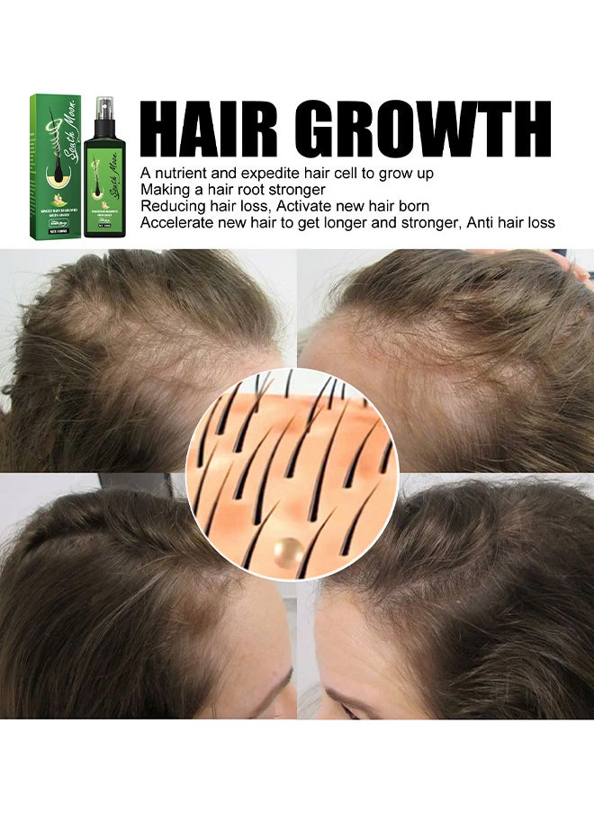 SOUTH MOON - Green Ginger Hair Regrowth Spray, Hair Nourishing Growth Spray, Moisturizing Fast Growth Anti-Defixation Spray Growth Solution, Organic Growth Plus Nourishing Ginger Spray For Men And Women, 100ML - Image 1