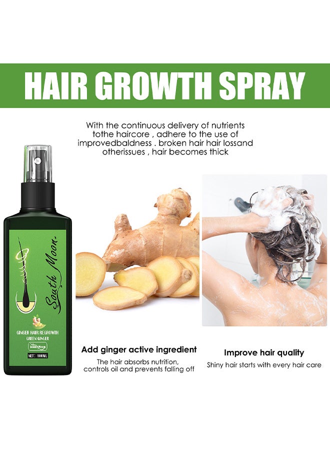 SOUTH MOON - Green Ginger Hair Regrowth Spray, Hair Nourishing Growth Spray, Moisturizing Fast Growth Anti-Defixation Spray Growth Solution, Organic Growth Plus Nourishing Ginger Spray For Men And Women, 100ML - Image 1