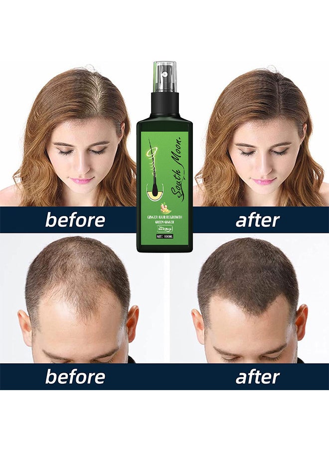 SOUTH MOON - Green Ginger Hair Regrowth Spray, Hair Nourishing Growth Spray, Moisturizing Fast Growth Anti-Defixation Spray Growth Solution, Organic Growth Plus Nourishing Ginger Spray For Men And Women, 100ML - Image 1