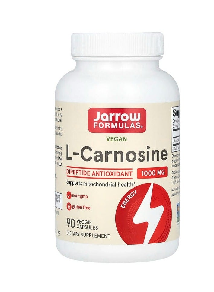 jarrow formulas Vegan L-Carnosine, 90 Veggie Capsules (500 mg per Capsule)