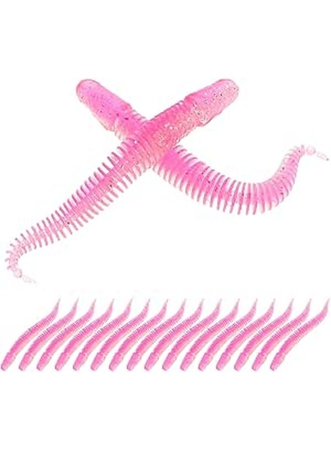 30pcs Pink Soft Lifelike Worm Fishing Lures Bass Pike Baits Floating Threaded Worms - Image 1