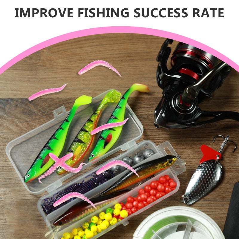 30pcs Pink Soft Lifelike Worm Fishing Lures Bass Pike Baits Floating Threaded Worms - Image 4
