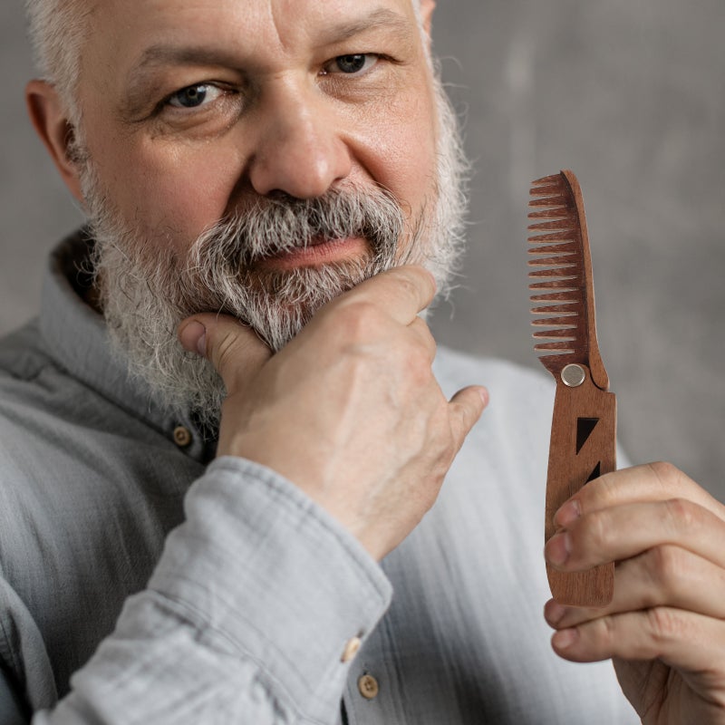2pcs Portable Beard Comb Folding Wide Tooth Comb With Pu Protective Case Men'S Beard Mustache Grooming Comb For Men Women - Image 3