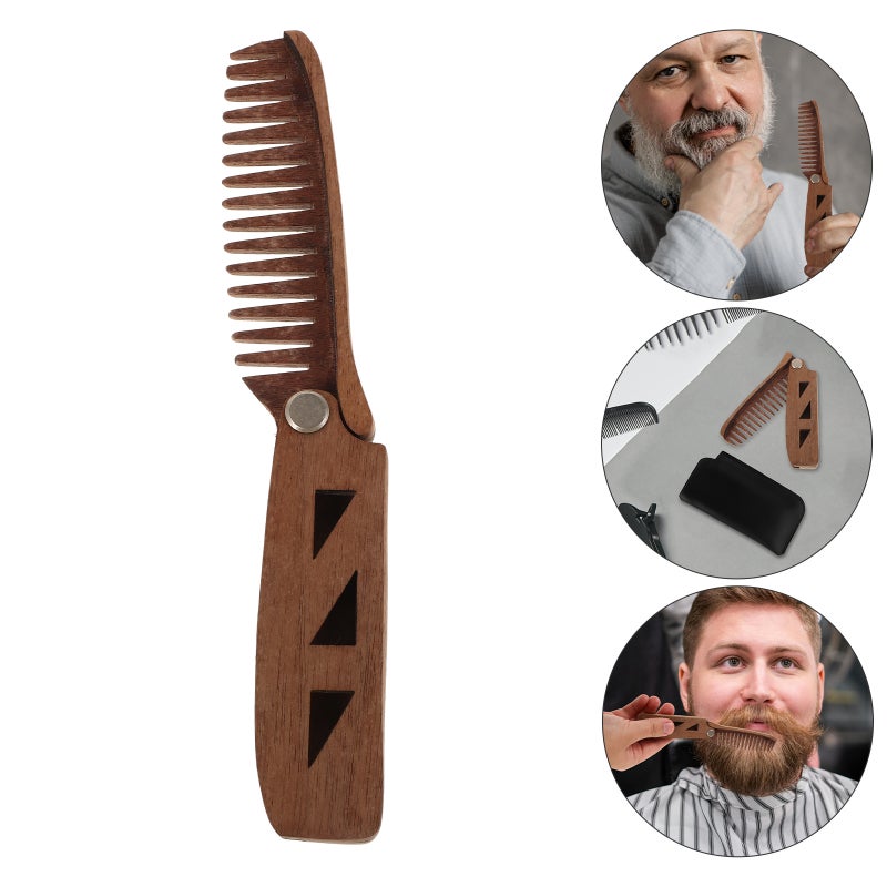 2pcs Portable Beard Comb Folding Wide Tooth Comb With Pu Protective Case Men'S Beard Mustache Grooming Comb For Men Women - Image 5