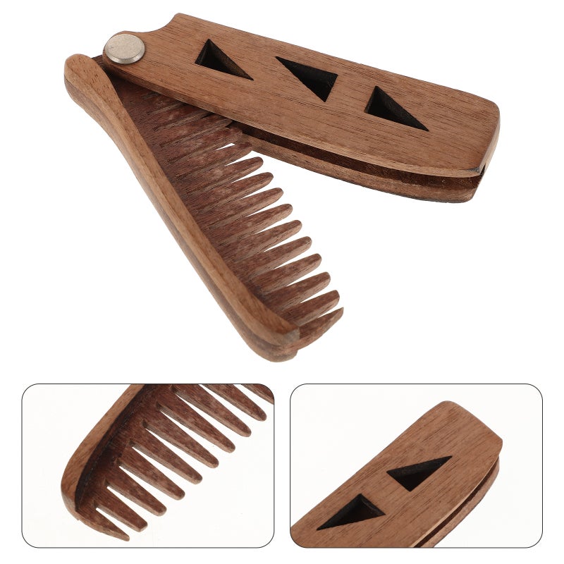 2pcs Portable Beard Comb Folding Wide Tooth Comb With Pu Protective Case Men'S Beard Mustache Grooming Comb For Men Women - Image 2