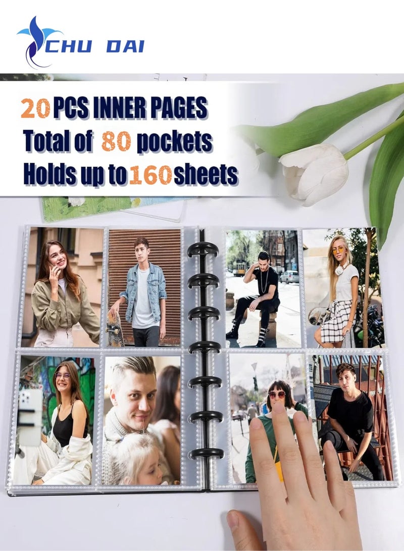 CHU DAI Mini Polaroid Photo Album 2x3 Inch 160 Pockets(320 Sheets) Photo Book for Fujifilm Instax Mini Camera DIY Collector with 20 Removal Inner Pages, Black - Image 5