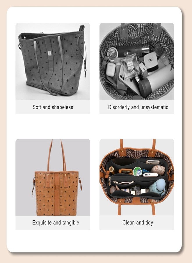 Lckaey purse insert for mcm tote tote bags felt insert organizer small bag organizer 3020black grey-S - Image 4