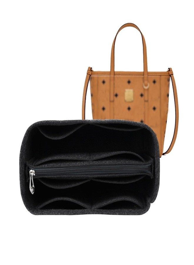 Lckaey purse insert for mcm tote tote bags felt insert organizer small bag organizer 3020black grey-S - Image 1