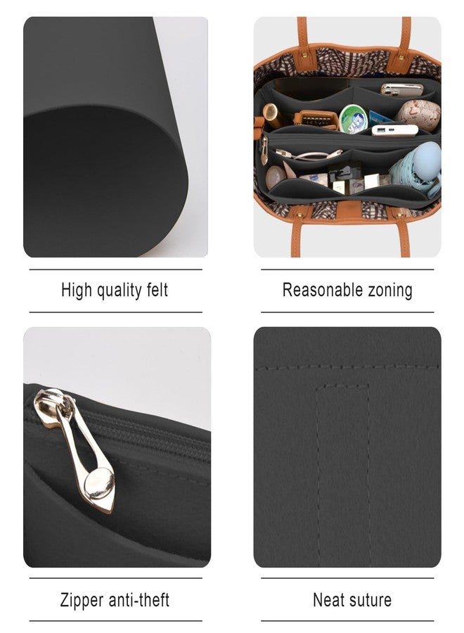 Lckaey purse insert for mcm tote tote bags felt insert organizer small bag organizer 3020black grey-S - Image 5