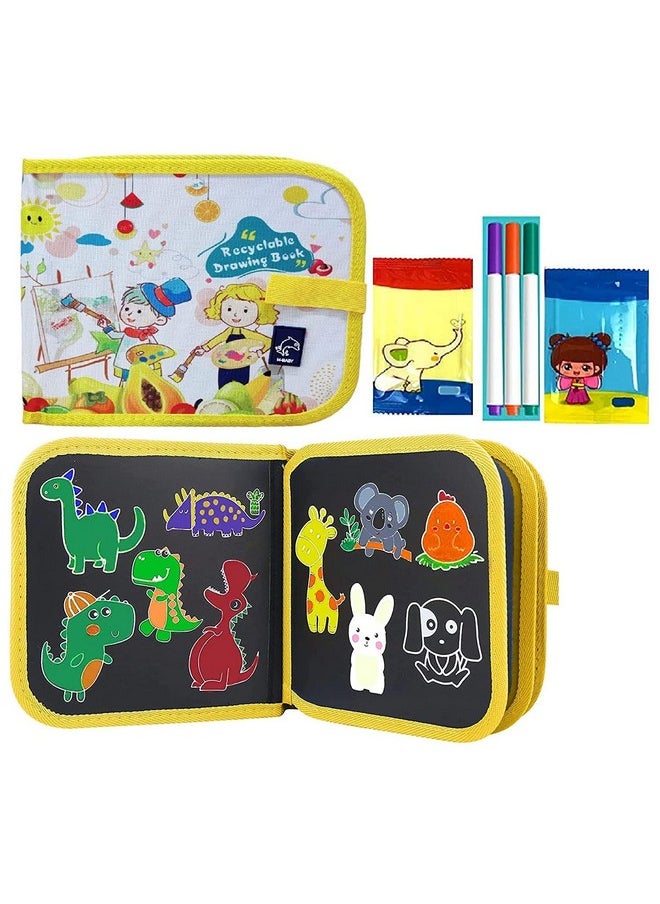 ArtBee ArtBee Erasable Doodle Drawing Book - 6 Sheets Double-Side Kids Draw Slate for Colouring Sketching Painting Toy Writing Boards Children Scribbler Pad with 4 Water-Soluble Chalk Markers (Red)  - Image 3