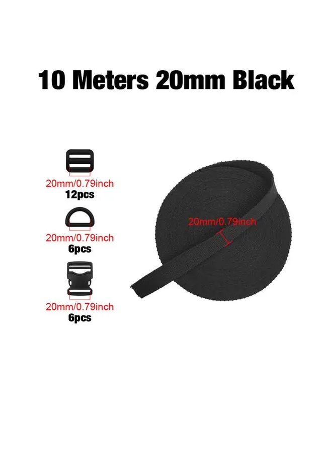 38mm Canvas Strap Set With 12 Sliding Clips 6 Buckles 6 D Rings For DIY Craft Sewing Repair - Image 3
