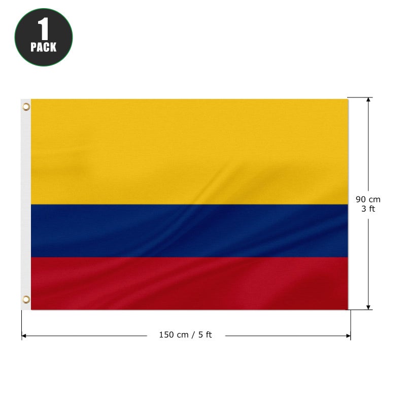 ASUNO Colombia Flag 3×5 Feet Polyester Colombian National Banner with 2 Brass Grommets Double Side Vivid Color Fade Resistant for Outside Garden Lawn Patio - Image 2