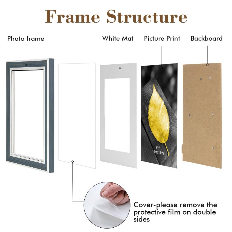 Daofary 5x7 Picture Frame Set of 6  Rustic Farmhouse Photo Frame  Display 4x6 with Mat or 5x7 Without Mat for Decorative on Wall Hanging and Tabletop Placement - Image 4