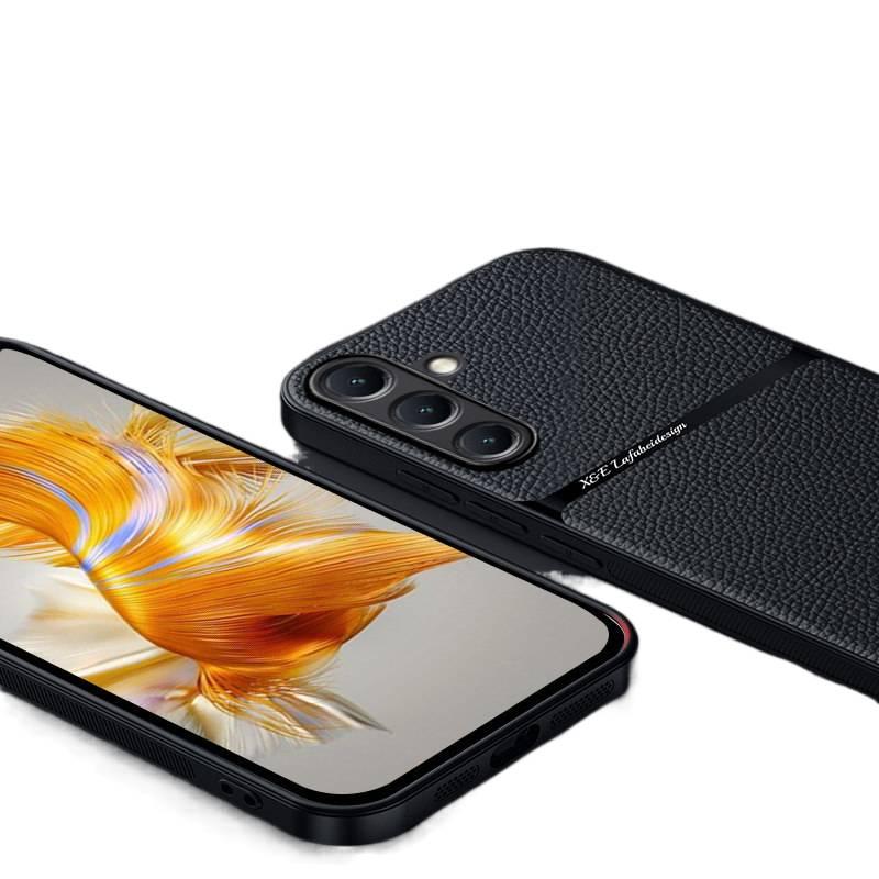 Leather Texture MagSafe Case for Samsung Galaxy S22 Ultra with Drop Protection and Anti-Fingerprint plus Shockproof plus Strong Magnetic plus Anti-Slip Grip in Poplar Wood - Image 4