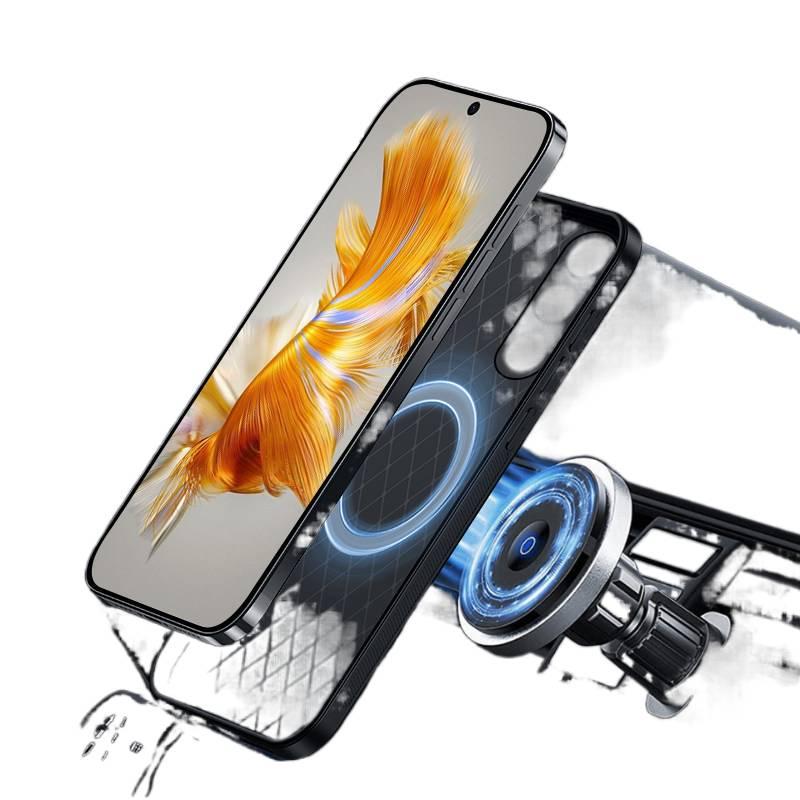 Leather Texture MagSafe Case for Samsung Galaxy S22 Ultra with Drop Protection and Anti-Fingerprint plus Shockproof plus Strong Magnetic plus Anti-Slip Grip in Poplar Wood - Image 5