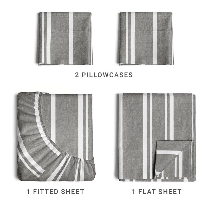 CGK Unlimited Striped Bed Sheets - Pin Striped Sheets - Grey and White Sheets - Grey and White Striped Sheets - King Striped Sheets - Hotel Luxury Bed Sheets - Deep Pockets - Breathable & Cooling Sheets  - Image 3