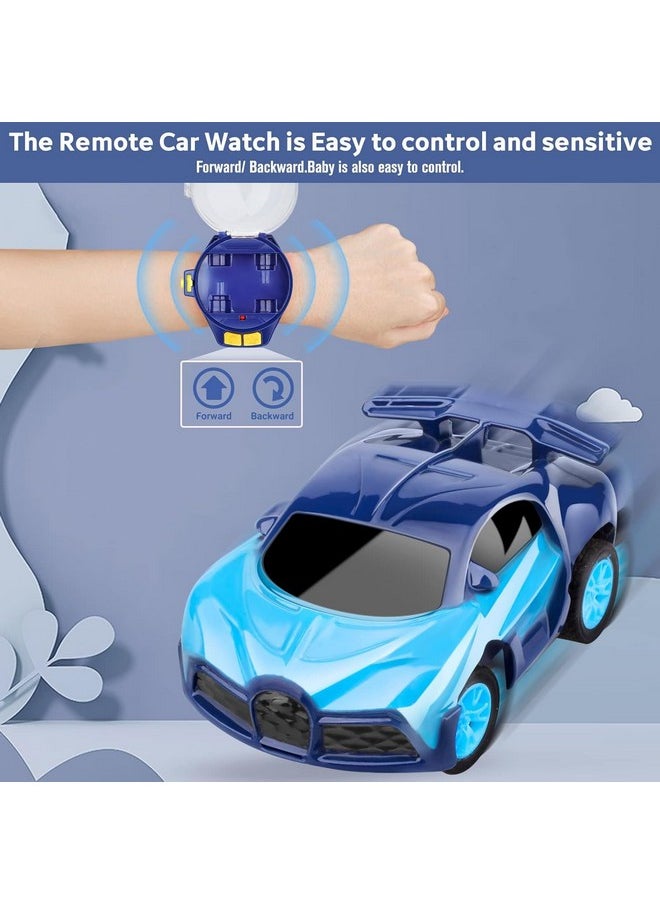 Brand Conquer - Brand Conquer Mini Remote Control Car Watch Toys, Easy Control Safe 98.4ft Remote Control Distance Cute Wrist Racing Car Watch Silicone Strap with Dust Cover for Outdoor (Bugatti Divo Blue) - Image 1