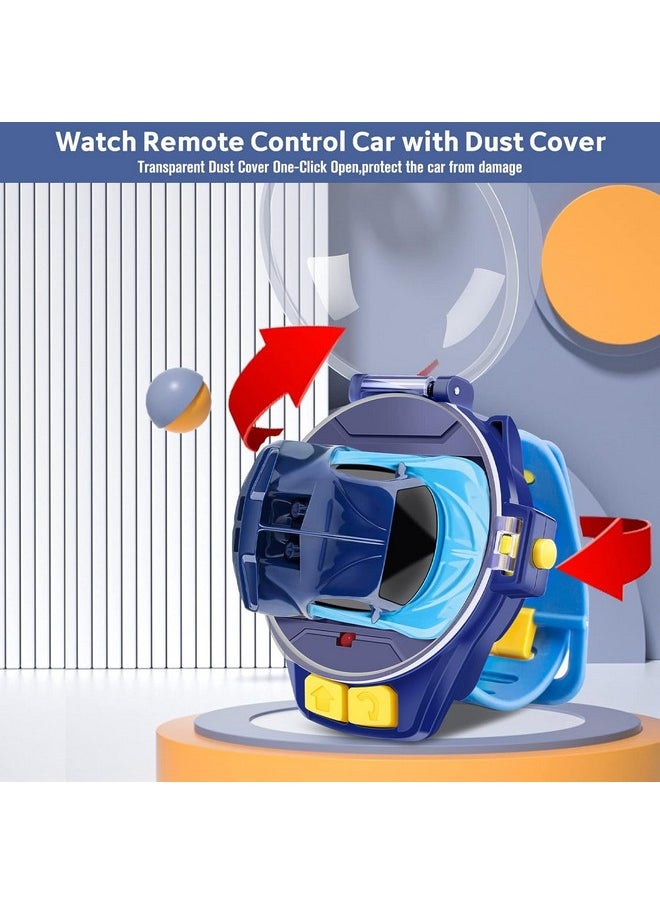 Brand Conquer - Brand Conquer Mini Remote Control Car Watch Toys, Easy Control Safe 98.4ft Remote Control Distance Cute Wrist Racing Car Watch Silicone Strap with Dust Cover for Outdoor (Bugatti Divo Blue) - Image 1