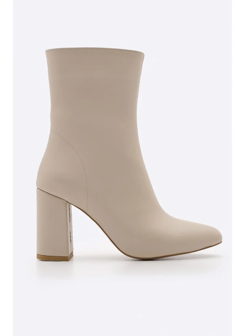 مارجين Women's Side Zipper Oval Toe Thick Heel Boots Ornes