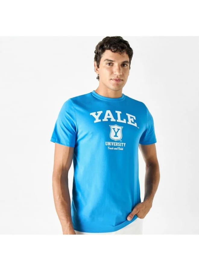 SP Characters Varsity Print Crew Neck T-shirt with Short Sleeves