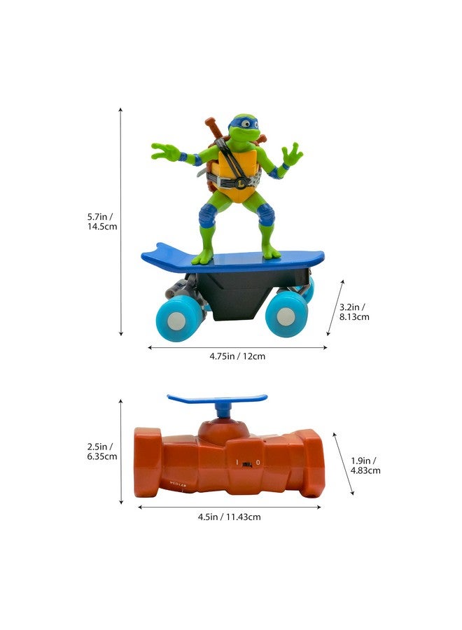 Teenage Mutant Ninja Turtles لعبة سلاحف النينجا المراهقين، مركبة ليوناردو نصف أنبوب للتحكم عن بعد، جهاز تحكم لوح التزلج بتردد 2.4 جيجاهرتز، لعبة تحكم عن بعد من سلاحف النينجا للأطفال، أعمار 3 سنوات فما فوق - Image 4