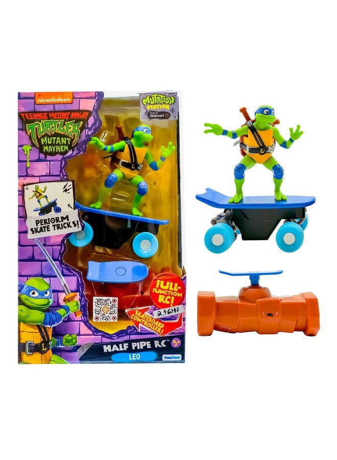 Teenage Mutant Ninja Turtles لعبة سلاحف النينجا المراهقين، مركبة ليوناردو نصف أنبوب للتحكم عن بعد، جهاز تحكم لوح التزلج بتردد 2.4 جيجاهرتز، لعبة تحكم عن بعد من سلاحف النينجا للأطفال، أعمار 3 سنوات فما فوق - Image 3