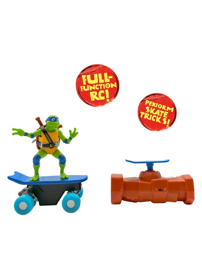Teenage Mutant Ninja Turtles لعبة سلاحف النينجا المراهقين، مركبة ليوناردو نصف أنبوب للتحكم عن بعد، جهاز تحكم لوح التزلج بتردد 2.4 جيجاهرتز، لعبة تحكم عن بعد من سلاحف النينجا للأطفال، أعمار 3 سنوات فما فوق - Image 2