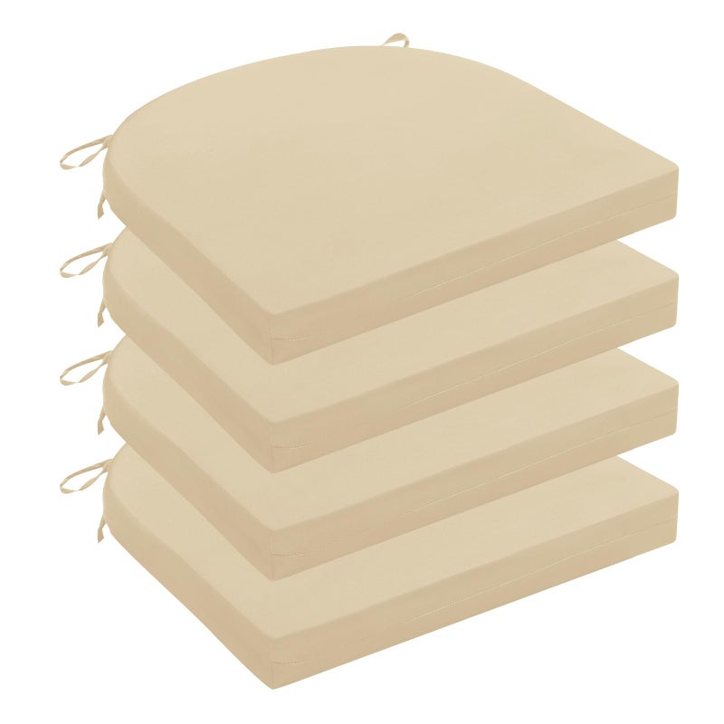 Wellsin Outdoor Chair Cushions for Patio Furniture - Patio Chair Cushions Set of 4 - Water Resistant Round Corner Outdoor Seat Cushions 17"X16"X2", Beige - Image 1
