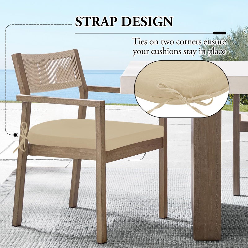 Wellsin Outdoor Chair Cushions for Patio Furniture - Patio Chair Cushions Set of 4 - Water Resistant Round Corner Outdoor Seat Cushions 17"X16"X2", Beige - Image 5