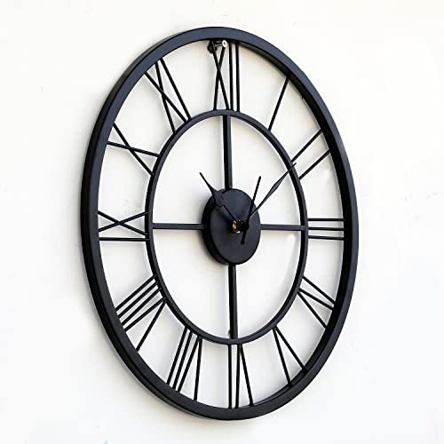 Craftter Metal Roman Modern Time Piece Large Hanging Wall Clock, Modern Analog Round Latest Stylish Clock for Office, Shop Living Room (14 inch, Black) - Image 3