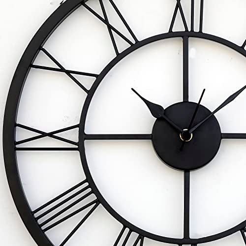 Craftter Metal Roman Modern Time Piece Large Hanging Wall Clock, Modern Analog Round Latest Stylish Clock for Office, Shop Living Room (14 inch, Black) - Image 4