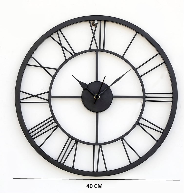 Craftter Metal Roman Modern Time Piece Large Hanging Wall Clock, Modern Analog Round Latest Stylish Clock for Office, Shop Living Room (14 inch, Black) - Image 5
