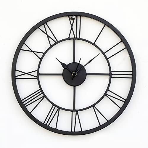 Craftter Metal Roman Modern Time Piece Large Hanging Wall Clock, Modern Analog Round Latest Stylish Clock for Office, Shop Living Room (14 inch, Black) - Image 2